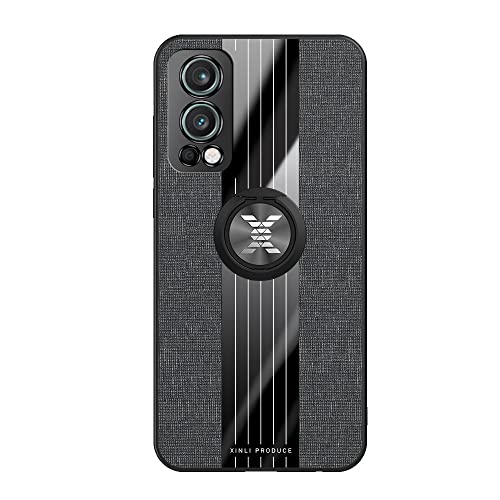 Flip Case Cover kompatibel mit One Plus Nord 2 5G Hülle, mit magnetischem 360°-Ständer, Multifunktions-Schutzhülle, Stoff, stoßfest, TPU, Schutzhülle, Handyhülle (Farbe: Blac) von QDCFY