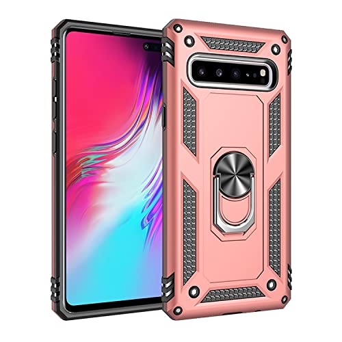 Handy-Rückseite, kompatibel mit Samsung Galaxy S10 5G Hülle Handy mit magnetischer Halterung, robuster, stoßfester Schutz, kompatibel mit Samsung Galaxy S10 5G (Farbe: Roségold) von QDCFY