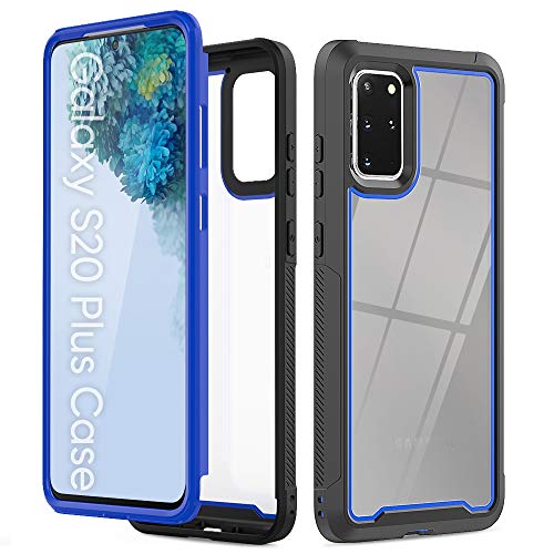 Handy-Rückseite, kompatibel mit Samsung Galaxy S20 Plus Hülle, doppellagig, Anti-Drop-Transparent, Handyhülle 360 Grad Ganzkörperabdeckung, hartes PC + weiches Silikon TPU, unterstützt kabelloses C von QDCFY