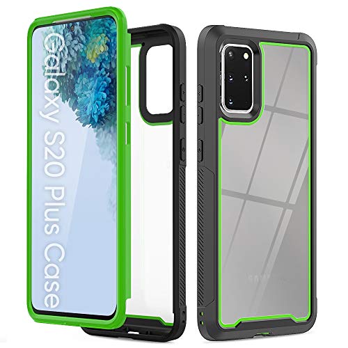 Handy-Rückseite, kompatibel mit Samsung Galaxy S20 Plus Hülle, doppellagig, Anti-Drop-Transparent, Handyhülle 360 Grad Ganzkörperabdeckung, hartes PC + weiches Silikon TPU, unterstützt kabelloses C von QDCFY