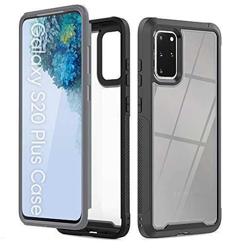 Handy-Rückseite, kompatibel mit Samsung Galaxy S20 Plus Hülle, doppellagig, Anti-Drop-Transparent, Handyhülle 360 Grad Ganzkörperabdeckung, hartes PC + weiches Silikon TPU, unterstützt kabelloses C von QDCFY