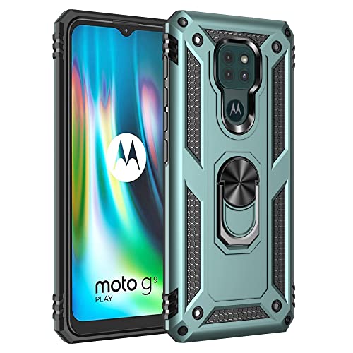 Handy-Rückseitenabdeckung kompatibel mit Motorola Moto G9 Play Hülle Handy mit magnetischer Halterung, robuster, stoßfester Schutz, kompatibel mit Motorola Moto G9 Play/G 9/E7 Plus (Farbe: Gr von QDCFY