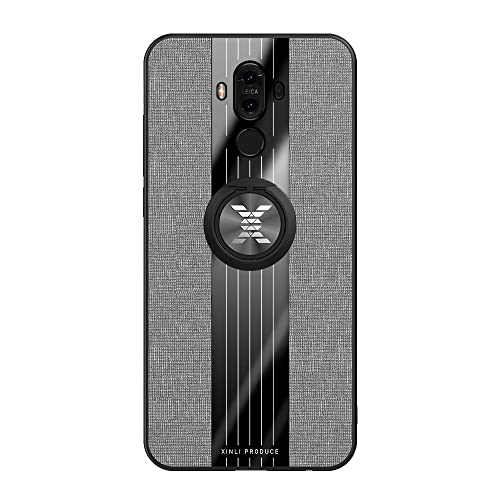 Klapphülle kompatibel mit Huawei Mate 9 Hülle, mit magnetischem 360°-Ständer, Multifunktions-Schutzhülle, Stoff, stoßfest, TPU, Schutzhülle, Handyhülle, Abdeckung (Farbe: Grau) von QDCFY