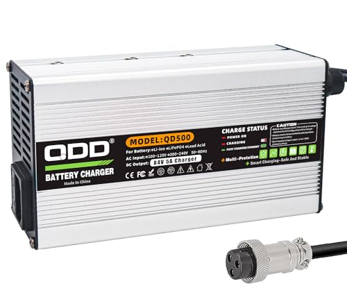 QDD 84 V 5 A Sicheres und effizientes Batterieladegerät, geeignet für 20S 72 V Lithiumbatterien, mit Kühllüfter (GX16 1+3-Stecker von QDD
