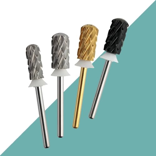 5XC Hartmetall-Nagelbohrer, glatte Maniküre-Bits, 3/32 Zoll, 1 Stück (5XC(TiN)) von QEJBQKWU