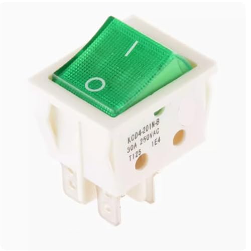 KCD4 Elektrischer Schweißmaschinen-Wippschalter 25x31mm EIN-AUS 2-Positionen-Schalter 30A 250V 4PIN mit Licht 1St(4P2T W green light) von QEJBQKWU