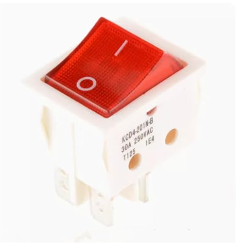 KCD4 Elektrischer Schweißmaschinen-Wippschalter 25x31mm EIN-AUS 2-Positionen-Schalter 30A 250V 4PIN mit Licht 1St(4P2T W red light) von QEJBQKWU