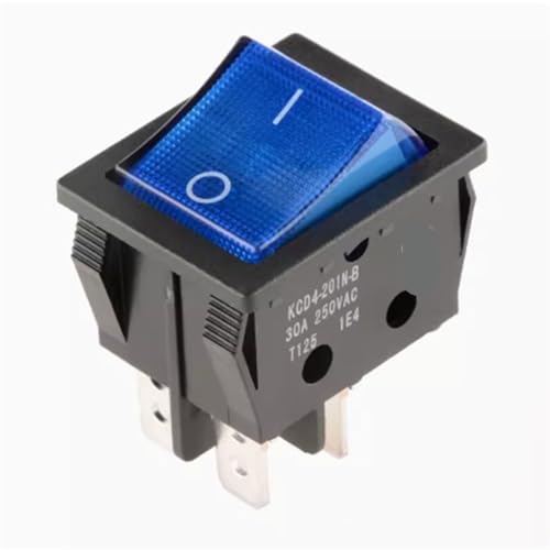 KCD4 Elektrischer Schweißmaschinen-Wippschalter 25x31mm EIN-AUS 2-Positionen-Schalter 30A 250V 4PIN mit Licht 1St(4P2T blue light) von QEJBQKWU