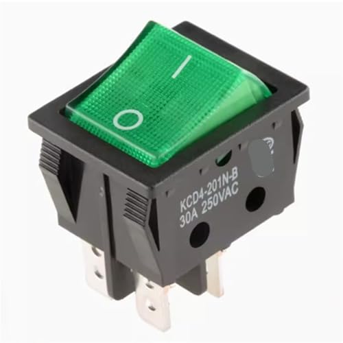 KCD4 Elektrischer Schweißmaschinen-Wippschalter 25x31mm EIN-AUS 2-Positionen-Schalter 30A 250V 4PIN mit Licht 1St(4P2T green light) von QEJBQKWU