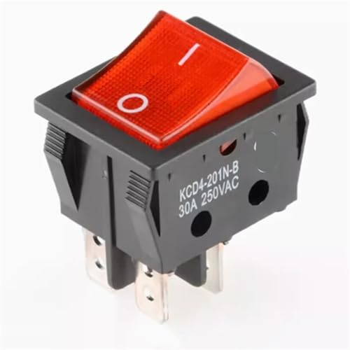 KCD4 Elektrischer Schweißmaschinen-Wippschalter 25x31mm EIN-AUS 2-Positionen-Schalter 30A 250V 4PIN mit Licht 1St(4P2T red light) von QEJBQKWU