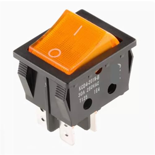 KCD4 Elektrischer Schweißmaschinen-Wippschalter 25x31mm EIN-AUS 2-Positionen-Schalter 30A 250V 4PIN mit Licht 1St(4P2T yellow light) von QEJBQKWU