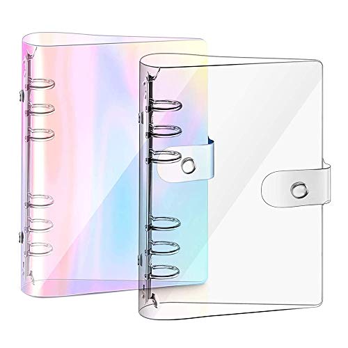 QELLON 2 StüCk A6 6-Ring Regenbogen Klar PVC Binder Deckel NachfüLlbarer Notizbuch Binder Schutz Lose Blatt Planer Binder Deckel Mehrfarbig von QELLON