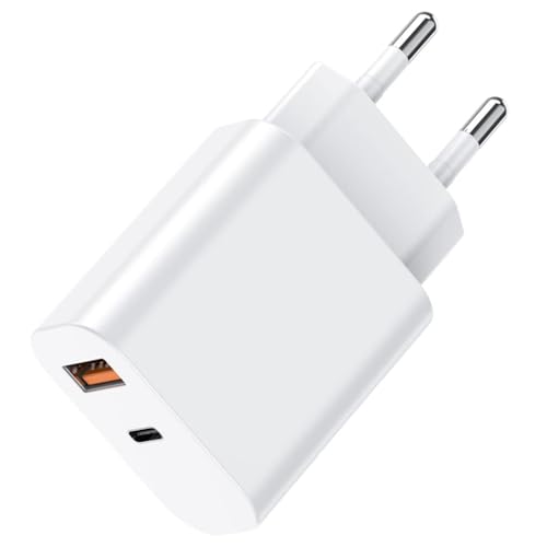 20W USB-C Schnellladegerät mit Dual-Port, USB-A & USB-C Anschlüsse, Kompatibel mit Phone Samsung Galaxy S24/S23, iPad, Smartphones 20W USB-C Schnellladegerät mit Dual-Port, USB-A & USB-C Anschlüsse, Kompatibel mit Phone Samsung Galaxy S24/S23, iPad, Smartphones von QENEQ