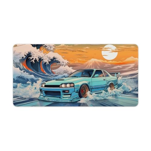 QEOPGNE JDM Auto Großes Mauspad Gaming Great Wave Japanisches Mauspad Ozean Sonnenuntergang R33 Schreibtischunterlage für Tastatur und Mauspad, rutschfeste Gummi-Schreibtischunterlage 60 x 30 cm QEOPGNE JDM Auto Großes Mauspad Gaming Great Wave Japanisches Mauspad Ozean Sonnenuntergang R33 Schreibtischunterlage für Tastatur und Mauspad, rutschfeste Gummi-Schreibtischunterlage 60 x 30 cm von QEOPGNE