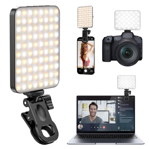 Selfie Licht, 80 LED Videolicht 3000-6500K 3 Lichtmodi 10 Helligkeiten CRI95+, 3000 mAh Akku Handy Licht mit Klammer Telefonhalter Selfie Light für Phone/Tablet/Laptop Zoom Live Selfie Licht Selfie Licht, 80 LED Videolicht 3000-6500K 3 Lichtmodi 10 Helligkeiten CRI95+, 3000 mAh Akku Handy Licht mit Klammer Telefonhalter Selfie Light für Phone/Tablet/Laptop Zoom Live Selfie Licht von QEYIHO