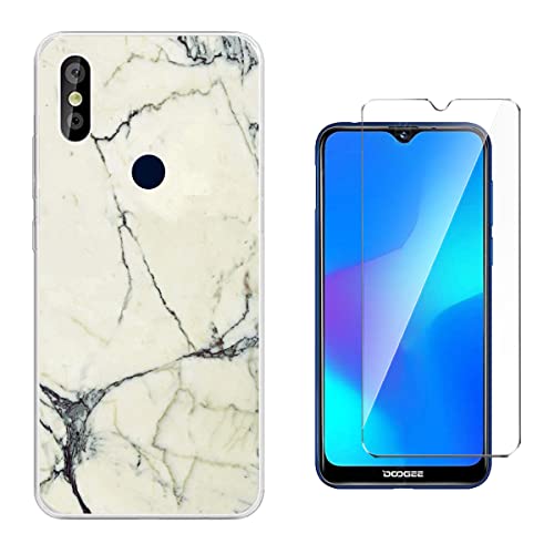 QFSM 1Pcs Transparent Schutzhülle Shell hülle silikon Weich TPU Case Für Doogee Y8 (6.1 Zoll) + 1 Pack Gehärtetes Glas Panzerglas Folie-WM62 von QFSM