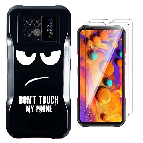 QFSM Hülle + Tempered Glass Für Doogee V20 (6.43"), Black Schutzhülle Silikon Weich TPU Case Cover Und 9H Härte Langlebig Glas Gehärtetes Folie Glass Film Protector Schutz -Auge von QFSM