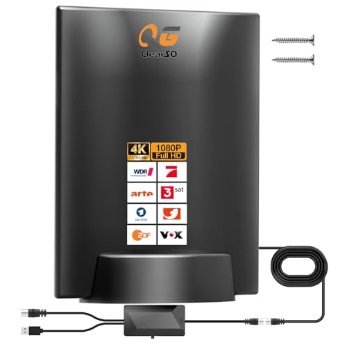 DVB-T/DVB-T2 Antenne mit Verstärker - HDTV Zimmerantenne für Fernseher, 430 km Großer Reichweite und 360° Empfang, Mit Magnetfuß - Unterstützt 4K/1080P Alle TV-Geräte DAB/UHF/VHF DVB-T/DVB-T2 Antenne mit Verstärker - HDTV Zimmerantenne für Fernseher, 430 km Großer Reichweite und 360° Empfang, Mit Magnetfuß - Unterstützt 4K/1080P Alle TV-Geräte DAB/UHF/VHF von QGClearSO