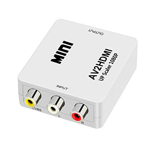 QGECEN Mini RCA Composite AV zu HDMI Video Audio Konverter Adapter Box mit USB Ladekabel für PS2 Wii Gamecube Kamera VHS VCR DVD von QGECEN