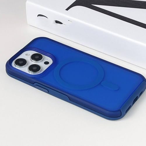 QGGNMGT Farbige kabellose Ladehülle für iPhone 16 13 12 15 14Pro 13Pro Max, magnetisch, mattiert, Schutzhülle, Blau, für iPhone 13ProMax (6,7 Zoll) von QGGNMGT