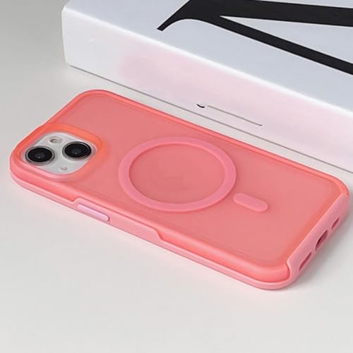 QGGNMGT Farbige kabellose Ladehülle für iPhone 16 13 12 15 14Pro 13Pro Max, magnetisch, mattiert, Schutzhülle, Pink, für iPhone 13 Pro (6,1 Zoll) von QGGNMGT