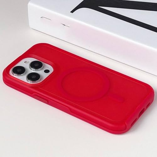 QGGNMGT Farbige kabellose Ladehülle für iPhone 16 13 12 15 14Pro 13Pro Max, magnetisch, mattiert, Schutzhülle, rot, für iPhone 13ProMax (6,7 Zoll) von QGGNMGT