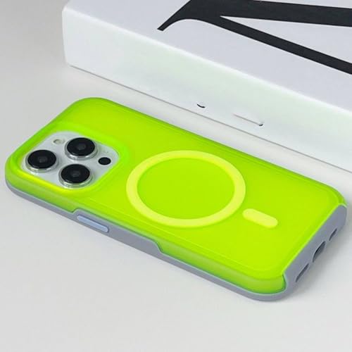 QGGNMGT Farbige kabellose Ladehülle für iPhone 16 13 12 15 14Pro 13Pro Max, magnetisch, mattiert, Schutzhülle für Stoßstange, Fluoreszierendes Grün, für iPhone 16 Pro Max QGGNMGT Farbige kabellose Ladehülle für iPhone 16 13 12 15 14Pro 13Pro Max, magnetisch, mattiert, Schutzhülle für Stoßstange, Fluoreszierendes Grün, für iPhone 16 Pro Max von QGGNMGT