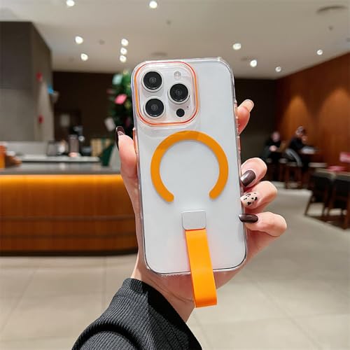QGGNMGT Für iPhone 12 13 14 15 16 Pro Max Plus Transparente PC-Hartschale mit Handband-Handyhülle Klare magnetische kabellose Ladeabdeckung, orange, für iPhone 14 Plus QGGNMGT Für iPhone 12 13 14 15 16 Pro Max Plus Transparente PC-Hartschale mit Handband-Handyhülle Klare magnetische kabellose Ladeabdeckung, orange, für iPhone 14 Plus von QGGNMGT