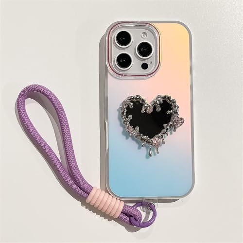 QGGNMGT Luxus-Handyhülle mit Umhängeband und Herzmotiv für iPhone 14 13 15 16 Pro Max, Make-up-Spiegel, stoßfeste Schutzhülle auf der Rückseite, Lila, für iPhone 15 QGGNMGT Luxus-Handyhülle mit Umhängeband und Herzmotiv für iPhone 14 13 15 16 Pro Max, Make-up-Spiegel, stoßfeste Schutzhülle auf der Rückseite, Lila, für iPhone 15 von QGGNMGT