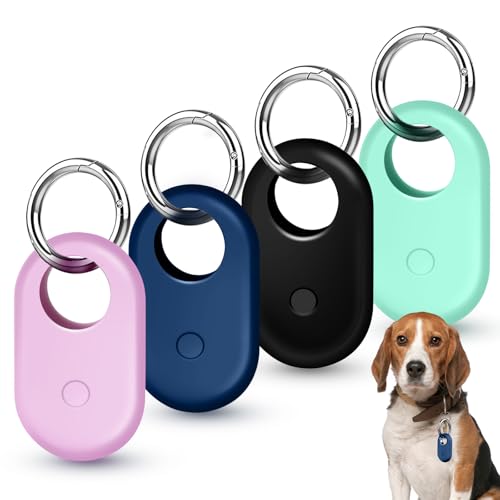 QGGTQG Silikon Schutzhülle für Samsung Galaxy SmartTag, 4 Stück, mit Schlüsselanhänger, für Schlüssel, Haustierhalsband, Tasche, Gepäck (Schwarz/Mauve/Dunkelblau/Mintgrün) von QGGTQG