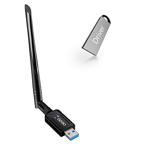 QGOO USB WLAN Stick, AC1300 5dBi Antenne WLAN Stick Für PC, WLAN Adapter PC/Laptop, WLAN Stick 802.11ac Dual Band 2,4/5GHz, WLAN Adapter für Windows 11/10/8/8.1/7, Mac OS 10.9-10.15 von QGOO