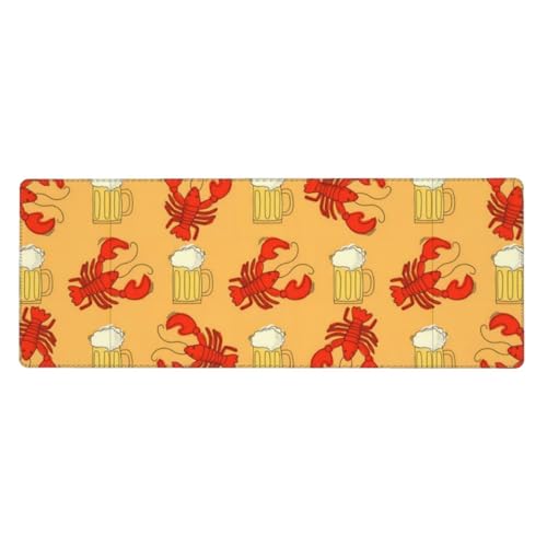 QGWDYYJQ Mauspad mit Bier- und Krebsmuster, 30 x 80 cm, Tastatur-Pad, Schreibtischschutz-Pad QGWDYYJQ Mauspad mit Bier- und Krebsmuster, 30 x 80 cm, Tastatur-Pad, Schreibtischschutz-Pad von QGWDYYJQ