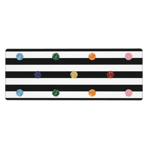 QGWDYYJQ Mauspad mit Glitzer-Regenbogen-Punkten, schwarz und weiß, bedruckt, 30 x 80 cm, Tastatur-Pad, Schreibtisch-Schutz-Pad QGWDYYJQ Mauspad mit Glitzer-Regenbogen-Punkten, schwarz und weiß, bedruckt, 30 x 80 cm, Tastatur-Pad, Schreibtisch-Schutz-Pad von QGWDYYJQ