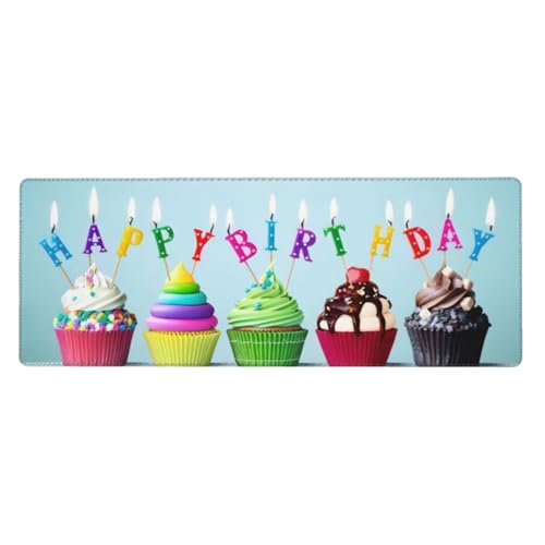 QGWDYYJQ Mauspad mit buntem Aufdruck "Happy Birthday", Cupcakes, 30 x 80 cm, Tastatur-Pad, Schreibtisch-Schutz-Pad QGWDYYJQ Mauspad mit buntem Aufdruck "Happy Birthday", Cupcakes, 30 x 80 cm, Tastatur-Pad, Schreibtisch-Schutz-Pad von QGWDYYJQ