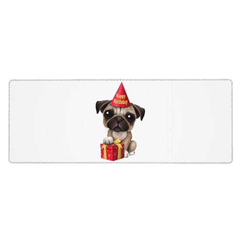 QGWDYYJQ Mauspad mit niedlichem Aufdruck "Happy Birthday" Mops, 30 x 80 cm, Tastatur-Pad, Schreibtisch-Schutz-Pad QGWDYYJQ Mauspad mit niedlichem Aufdruck "Happy Birthday" Mops, 30 x 80 cm, Tastatur-Pad, Schreibtisch-Schutz-Pad von QGWDYYJQ
