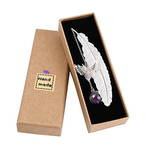 QH-Shop Metall Feder Lesezeichen mit Elegant Schmetterling und Glasperlen Ewige trockene Blume Anhänger für Erwachsene, Kinder und Studenten QH-Shop Metall Feder Lesezeichen mit Elegant Schmetterling und Glasperlen Ewige trockene Blume Anhänger für Erwachsene, Kinder und Studenten von QH-Shop