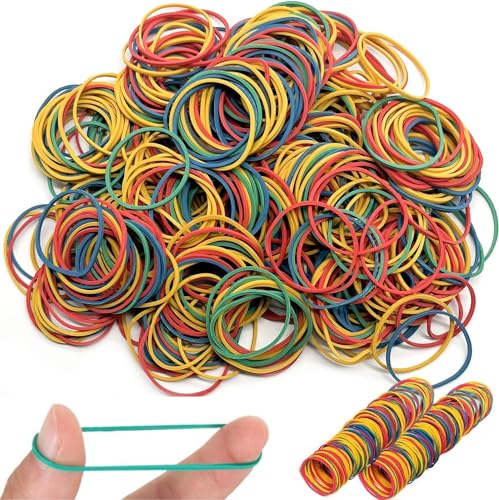 QHFlashbuy 400 Stück Gummibänder,Bunte Elastische Gummiringe Gummi Bänder,Wiederverwendbar Geeignet für Haare Zuhause Büro Schule Arbeit Rechnungen 38/50 mm von QHFlashbuy