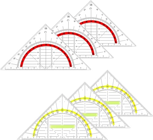 QHFlashbuy Geometrie Dreieck,6 Stück Dreieckiges Lineal,Zeichendreieck Winkelmesser,Geodreieck mit Griff,Flexibel Geodreieck zum Kreise Zeichnen für Schule Büro Studenten von QHFlashbuy