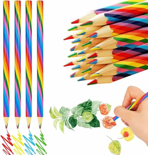 QHFlashbuy Regenbogen Buntstifte,24PCS 4 in 1Buntstifte Kinder Hölzerne Regenbogenstifte,Kunstbedarf für Erwachsene Malerei,Färbung und Skizzieren QHFlashbuy Regenbogen Buntstifte,24PCS 4 in 1Buntstifte Kinder Hölzerne Regenbogenstifte,Kunstbedarf für Erwachsene Malerei,Färbung und Skizzieren von QHFlashbuy