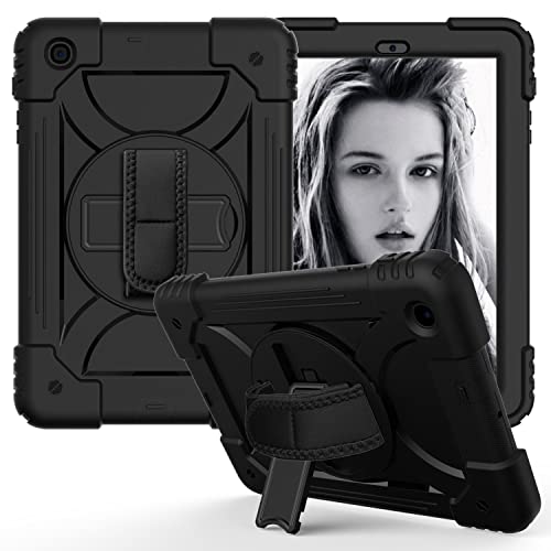 Utility Case Kompatibel mit Samsung Galaxy Tab A 10.1" 2019 (SM-T510/SM-T515) Stoßfeste Schutzhülle mit 360 Grad drehbarem Ständer und Schultergurt von QHL