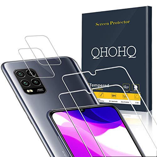 QHOHQ 2 Stück Schutzfolie für Xiaomi Mi 10 Lite 5G (Nicht für Xiaomi Mi Note 10 Lite) mit 2 Stück Kamera Schutzfolie, Schutz Glas Membran [9H Härte] - HD - [Anti-Kratz] von QHOHQ