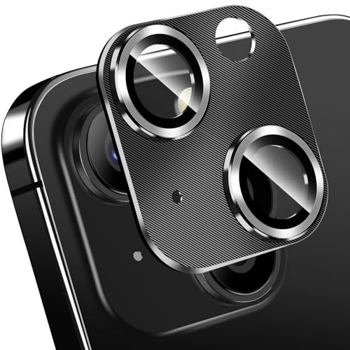 QHOHQ 3 Stück, Kameraschutz für iPhone 15 [6,1 Zoll] / iPhone 15 Plus [6,7 Zoll], Zinklegierung Einteilige Kamera Panzer Schutz Glas, [Aktualisierte Fassung], Ultra HD, Bruchsicher - Schwarz von QHOHQ