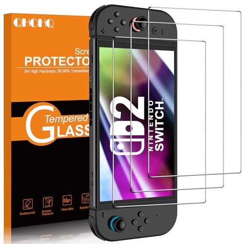 QHOHQ für Nintendo Switch 2 [7.9 Inch] Model 2025 für Panzerglas, Militärstandard Schutz, [Full Screen], Ultra Top 9H+ Glas Folie, Anti-Fingerabdruck, Anti-Kratzer [3 Stück] von QHOHQ