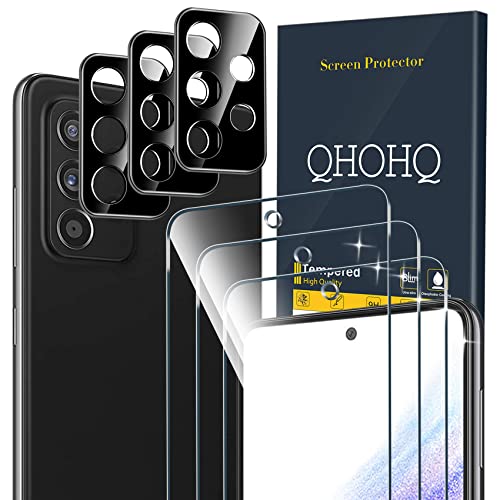 QHOHQ 3 Stück Panzer Schutz Glas für Samsung Galaxy A53 5G mit 3 Stück Kamera Panzerfolie, 9H Härte, Ultra-HD Displayschutzfolie, Anti-Kratz, Anti-Blasenfrei, Einfach Installieren von QHOHQ