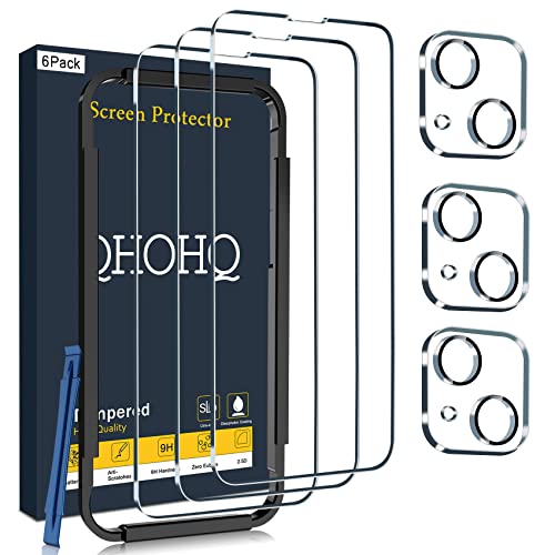 QHOHQ 3 Stück Panzer Schutz Glas für iPhone 14 Plus 6.7" mit Kamera Panzerfolie, 9H Härte, Ultra-HD, Anti-Kratz, 0.33mm Ultra-Klar, Hülle Freundllich, mit [Einfachem Montagerahmen] von QHOHQ