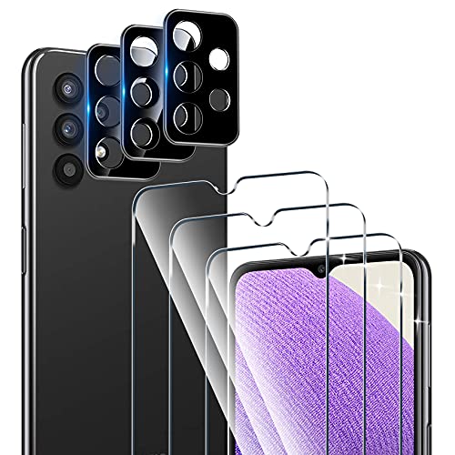 QHOHQ 3 Stück Panzer folie Schutzfolie für Samsung Galaxy A32 5G/M32 5G (Nicht Galaxy A32 4G/M32 4G) mit 3 Stück Kamera Schutzfolie, 9H Härte, Ultra-HD, Anti-Kratz, Anti-Blasenfrei von QHOHQ