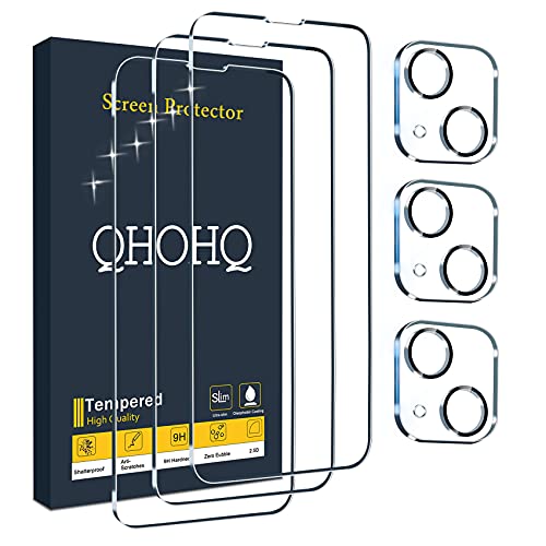 QHOHQ 3 Stück Panzer folie Schutzfolie für iPhone 13 Mini 5.4" mit 3 Stück Kamera Panzer Schutz Glas, 9H Härte, Ultra-HD, Anti-Kratz, Anti-Blasenfrei, Einfach Installieren, Hülle Freundllich von QHOHQ
