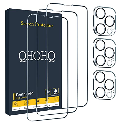 QHOHQ 3 Stück Panzer folie Schutzfolie für iPhone 13 Pro 6.1" mit 3 Stück Kamera Panzer Schutz Glas, 9H Härte, Ultra-HD, Anti-Kratz, Anti-Blasenfrei, Einfach Installieren, Hülle Freundllich QHOHQ 3 Stück Panzer folie Schutzfolie für iPhone 13 Pro 6.1" mit 3 Stück Kamera Panzer Schutz Glas, 9H Härte, Ultra-HD, Anti-Kratz, Anti-Blasenfrei, Einfach Installieren, Hülle Freundllich von QHOHQ