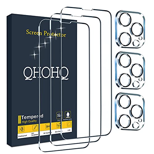 QHOHQ 3 Stück Panzer folie Schutzfolie für iPhone 13 Pro Max 6.7" mit 3 Stück Kamera Panzer Schutz Glas, 9H Härte, Ultra-HD, Anti-Kratz, Anti-Blasenfrei, Einfach Installieren, Hülle Freundllich QHOHQ 3 Stück Panzer folie Schutzfolie für iPhone 13 Pro Max 6.7" mit 3 Stück Kamera Panzer Schutz Glas, 9H Härte, Ultra-HD, Anti-Kratz, Anti-Blasenfrei, Einfach Installieren, Hülle Freundllich von QHOHQ