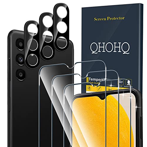 QHOHQ 3 Stück Schutzfolie für Displayschutzfolie für Samsung Galaxy A13 4G / 5G mit 3 Stück Kameraschutz, 9H Härte, Ultra-HD, Anti-Kratz, Anti-Blasenfrei, Einfach Installieren von QHOHQ